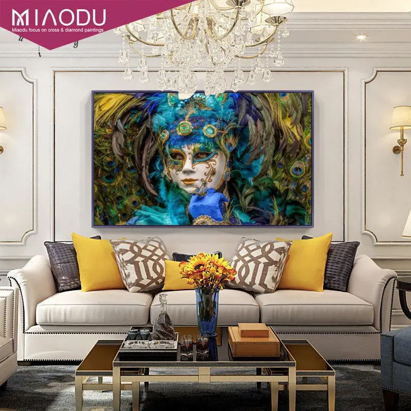 Miaodu DIY Полная алмазная живопись, алмазная вышивка, Madame X, маска павлина, полный, 5D, вышивка крестиком, Алмазная мозаика, Декор подарок