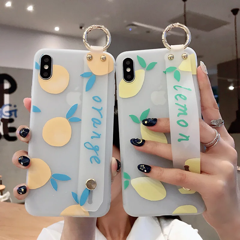 ZIIHFONE ремешок на запястье мягкий TPU чехол для iphone 7 8 6 6s plus XR X Xs max фрукты цветочный