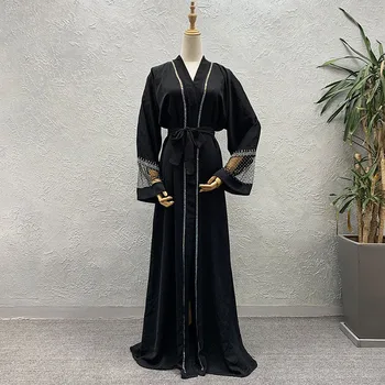 

Muslim Dress Abaya Dubai Islamic Traditional Clothing Female Arab Middle East Ramadan Prayer Outfits Rhinestone Robe DCC248