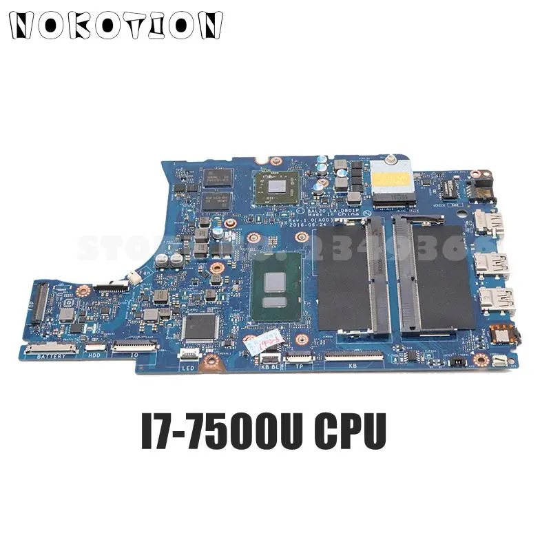 NOKOTION BAL20 LA-D801P для Dell Inspiron 15-5567 5567 Материнская плата ноутбука CN-0VMRRP CN-0KFWK9 DDR4 SR2ZV I7-7500U Процессор R7 M445