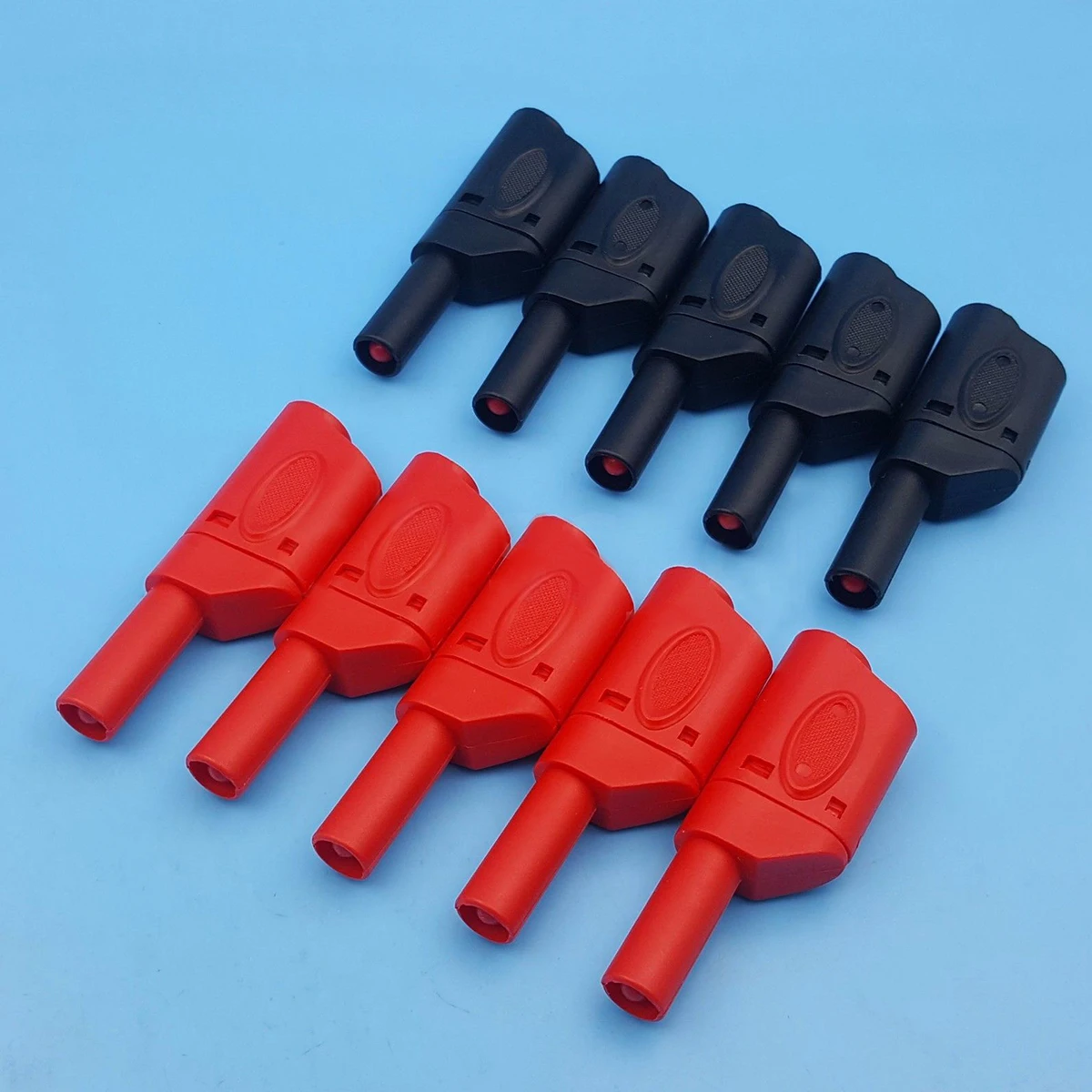 10pcs New Red Black Fully Insulated 4mm Male Stackable Banana Plug Connectors