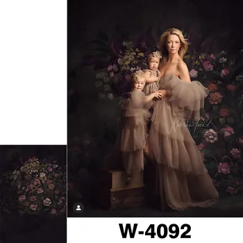 

HUAYI Photography Backdrop Studio Muslin Flower Background Dark Photo Booth 3 Kinds Materials W-4092V