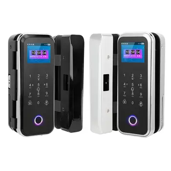 

Password Lock 2.4 inch Color Screen Fingerprint Password Card Remote Control Smart Lock with Attendance for Glass Single Double