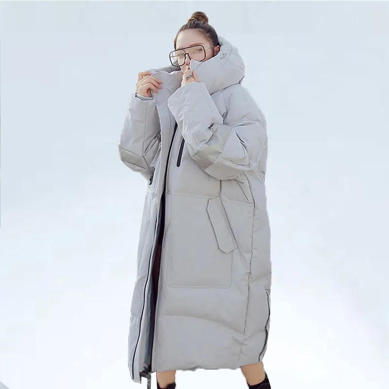 

Oversize Jacket Women Hooded Long Winter Jacket Parka Thick Down Cotton Jacket Woman Loose Warm Winter Coat Female -25 Degree