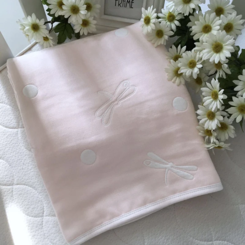 DRAGONFLY PINK Детское одеяло 110 см x 110 см Муслин Хлопок 6 слоев толщиной новорожденных пеленание осень ребенка пеленать постельные принадлежности Фламинго Одеяло - Цвет: DRAGONFLY PINK