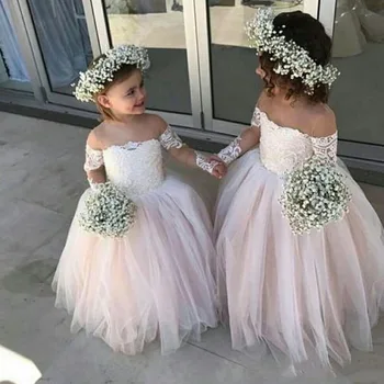 

Pageant Dress First Communion Dresses Fashion Beautiful New Arrival Strapless Offer The Shoulder Illusion Long Sleeve Zipper