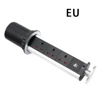 

Smart Lightweight Usb 3 Power Socket 2 USB Charging Port Kitchen Table Desktop Sockets Retractable Countertops Worktop EU Plug