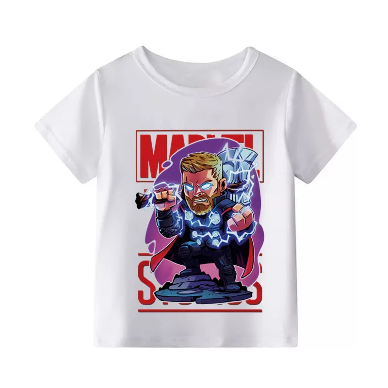 New Marvel Avengers/Captain/America/Spiderman/Thor Cartoon Children's T-shirt Boys Girls Funny T Shirt Kids Clothes