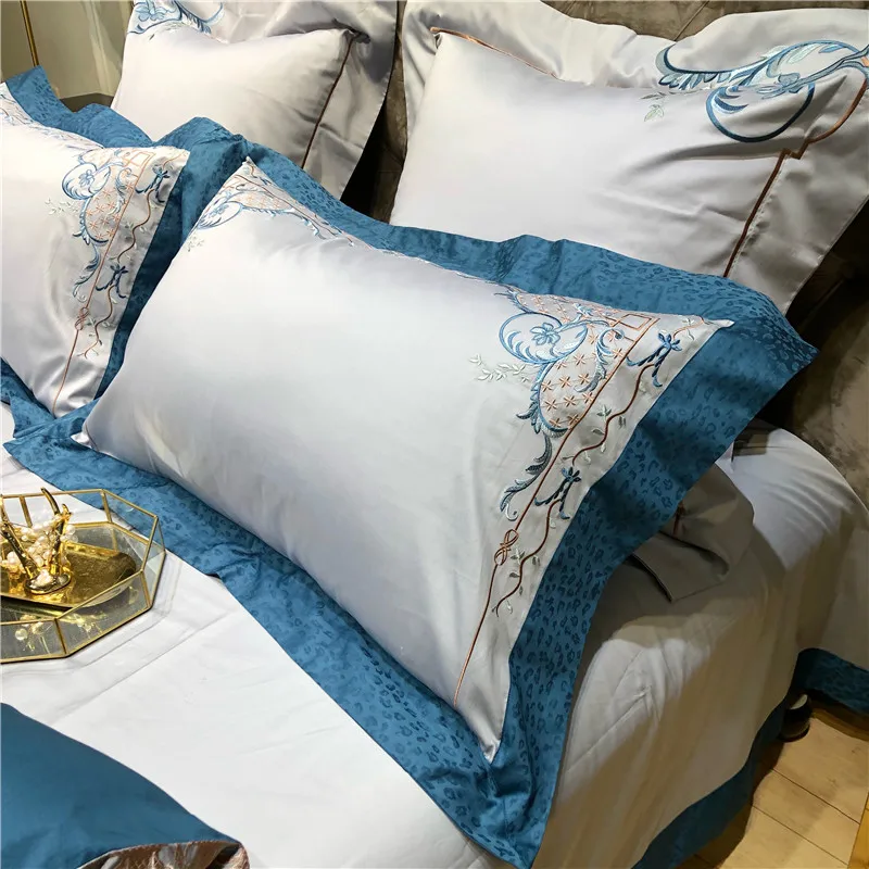 Роскошный комплект постельного белья из египетского хлопка с цветочной вышивкой, постельное белье для взрослых, постельное белье, пододеяльник, простыня