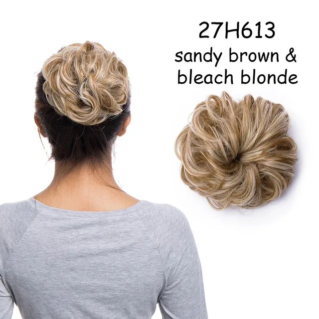 BENEHAIR Messy Hair Bun Scrunchy Curly Hair Chignon Women Chignon Synthetic Hair Extensions Updo Donut Hairpieces Fake Hair 27H613