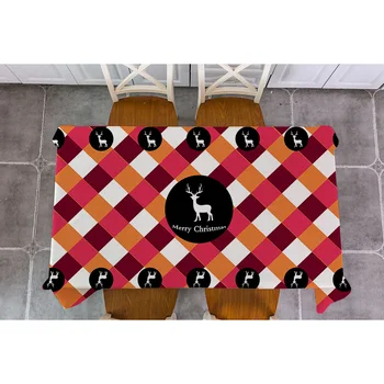

Christmas Decorative Table Cloth Geometric christmas happy elk Linen Tablecloth Square rectangle Dining Table Cover Decor