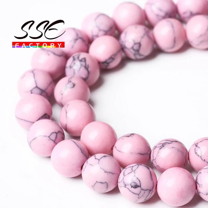 Natural Stone Pink Turquoises Round Loose Beads 15