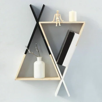

Kids Room Decor Wooden Triangle Wall Mounted Shelf Display Hanging Rack Storage Shelf Wall Hanging Hang