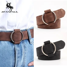 JIFANPAUL женские высококачественные модные джинсы с круглым отверстием и пряжкой из сплава, ретро студенческие ремнем