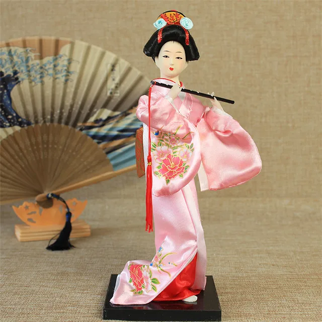 30cm Kawaii Japanese Lovely Geisha Figurines dolls with beautiful kimono New house office decoration Miniatures birthday gift 8