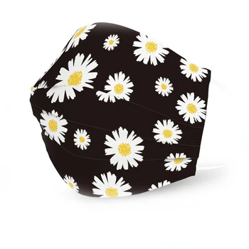 

10 PCS Adult Disposable Mask Daisy Print Pattern Light Breathable Face Mouth Masks PM2.5 Anti-dust Waterproof 3 Layers Mask