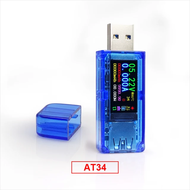 AT34//AT35 USB 3.0 Color Display Tester LCD Voltmeter Ammeter Voltage Meter