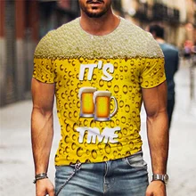 

Men's Summer Beer Printing Personality Short-sleeved T-shirt Fashion Casual Men's 3d T-shirt