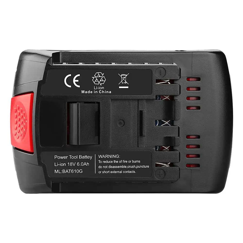 Elepretion 18V 6.0Ah 6000 мА/ч, литий-ионный аккумулятор Батарея для Bosch BAT609 BAT618 17618 BAT618G BAT609 GDR 18-LI, GDS 18V-LI, светодиодный светильник
