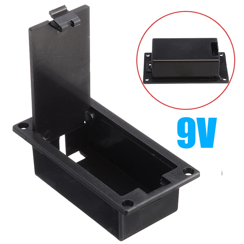 

1pc 9V Replacement Battery Box Case Cover Holders For Electric Guitar Bass with Active Guitar Wiring Black