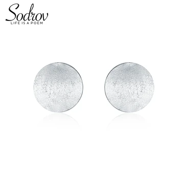 

Sodrov 925 Sterling Silver Round Anniversary Matte Stud earring For Women Fashion Jewelry HE035
