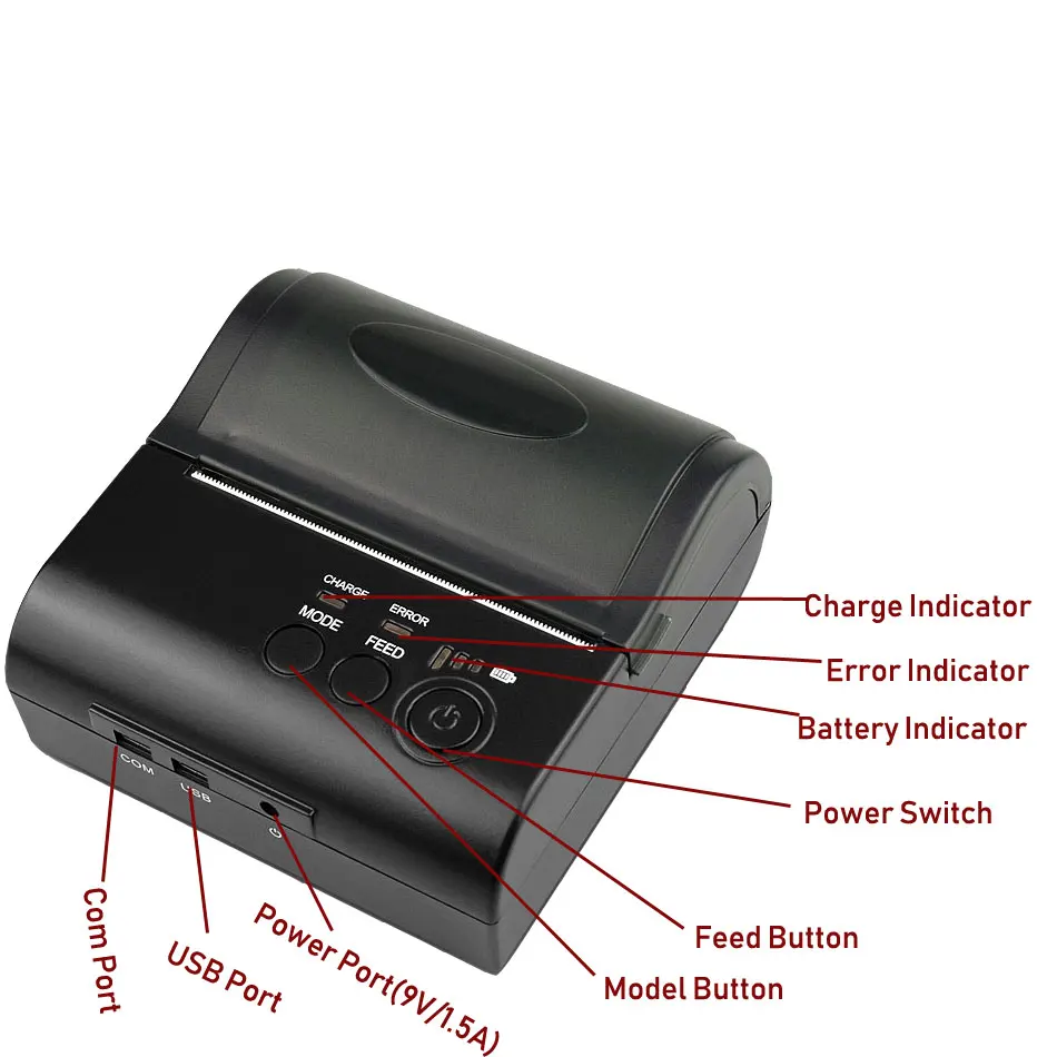 Portable Mini 80mm Bluetooth Wireless Thermal Receipt Ticket Printer For Mobile Phone Android iOS Bill Machine shop printer