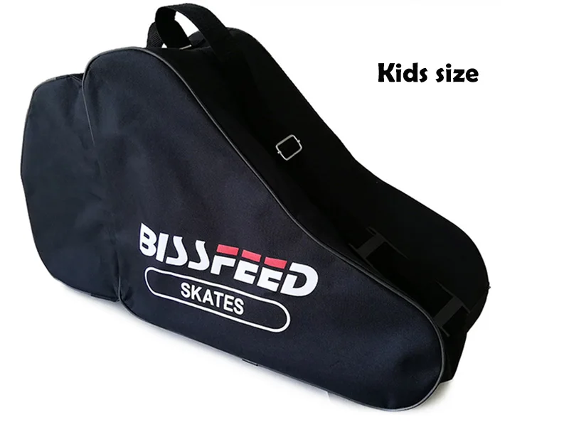 Один кусок треугольник Катание на коньках скорость роликовые коньки обувь сумка портативный плечевой ремень нейлоновый чехол для взрослых детей - Цвет: Kids size black