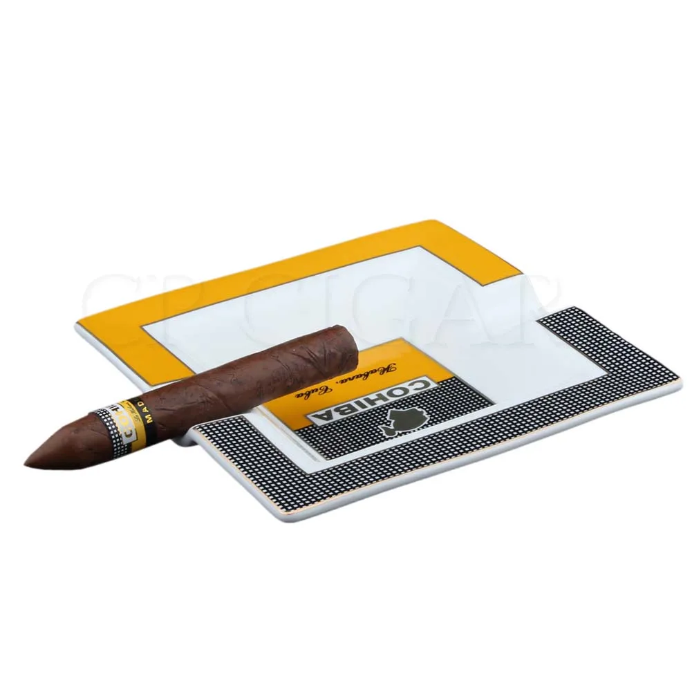 COHIBA, керамическая пепельница, квадратная, роскошная, для сигар, пепельница, переносная, для 2 сигар, пепельница, подставка, для дома, пепельница, для курения, Cenicero