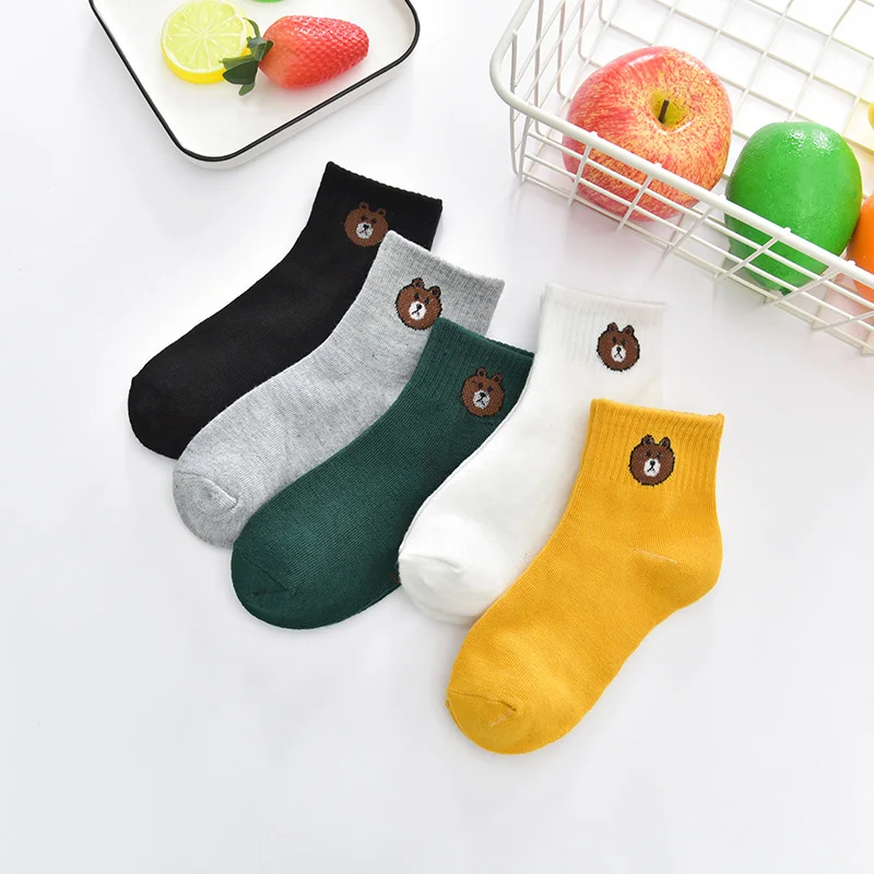 1 piece=5 pair Children's Cotton Socks Student Socks Floor Kids Socks Autumn Winter Spring Boys And Girls Multi Color Sock