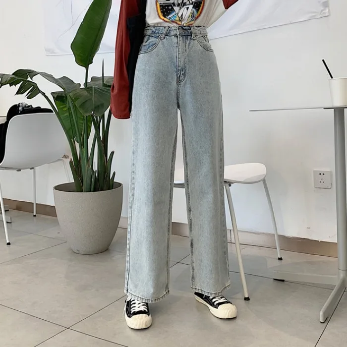 Moda feminina/джинсы с высокой талией, обтягивающие джинсы на молнии в винтажном стиле, прямые, свободная полная длина, pantalones mujer, новинка