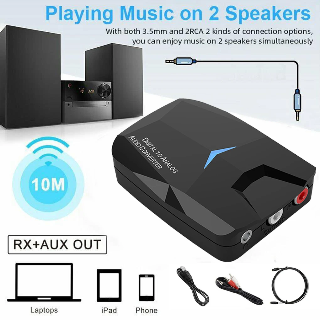 Bluetooth 5.0 Transmitter Receiver 3.5mm AUX Jack Wireless Music Adapter Digital to Analog Optical Fiber Coaxial Audio Converter |