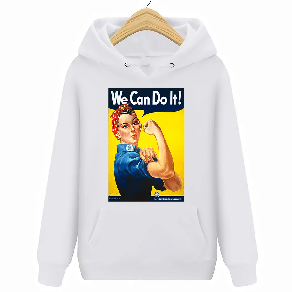 Мы можем это сделать, толстовки для девочек power GRL PWR, женские модные S-3XL толстовки с капюшоном и изображением Второй мировой войны - Цвет: Белый