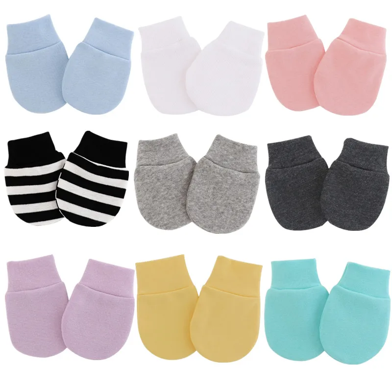 1Pair Cotton Baby Gloves Newborn Anti Scratching Gloves Baby Hand Anti-Grab Face Protection Mittens Infant Handguard Baby Mitten