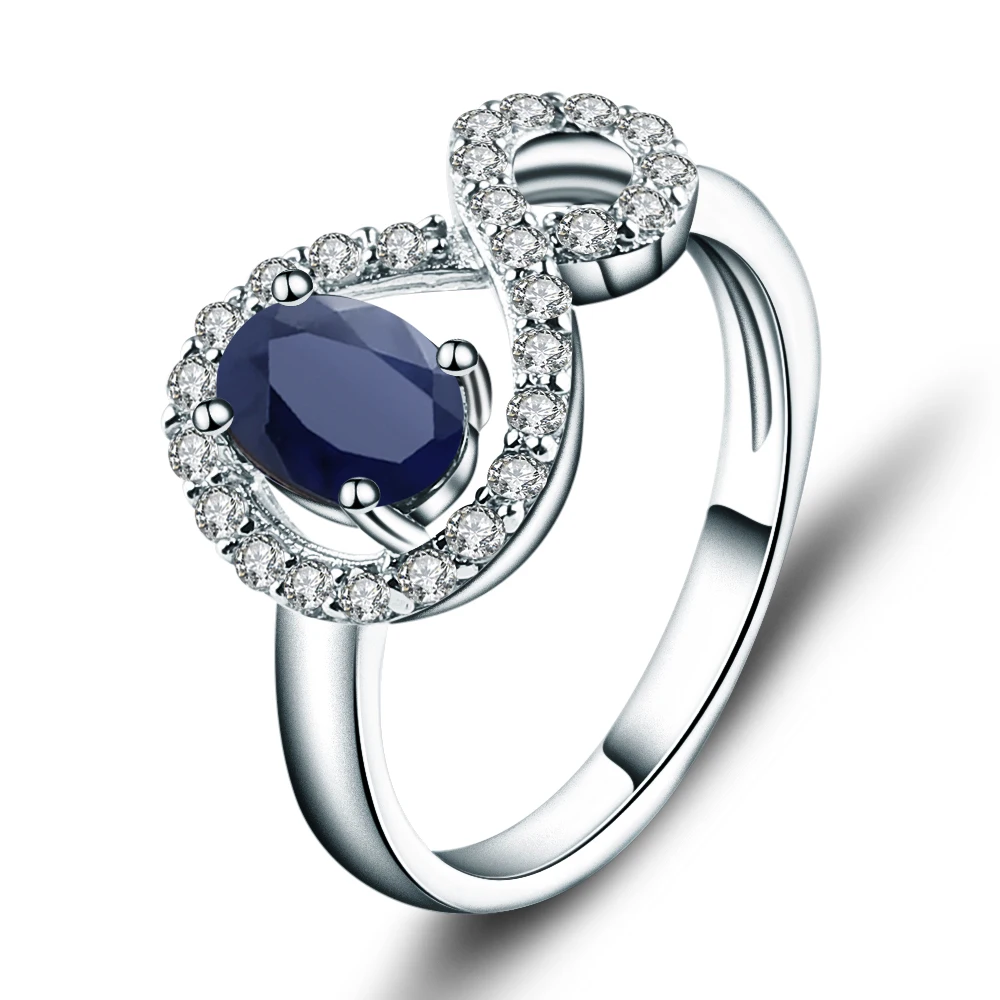 Gem's Ballet 0.94Ct Овальный натуральный сапфир драгоценный камень свадебные кольца 925 пробы серебряные ювелирные изделия для женщин Прямая поставка