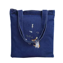 6 шт./партия, женская повседневная хозяйственная сумка, сумка-тоут, Женская Большая вместительная сумка с рисунком, джинсовые сумки на плечо