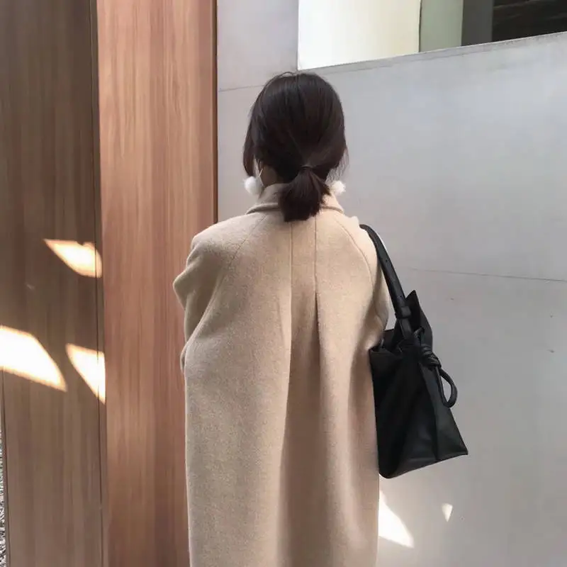 Heydress женское осеннее свободное теплое длинное пальто винтажное однобортное женское Шерстяное Пальто Повседневная Уличная Женская плотная одежда