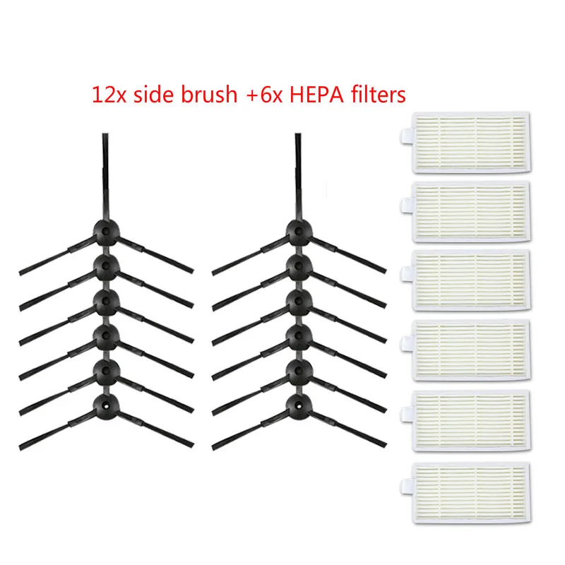 

6x Hepa Filter + 12x Side Brush For Panda X500, Ecovacs CR120/CEN540 Robot Vacuum Cleaner spare parts Accessories replacement