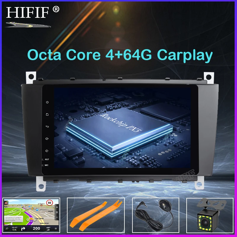 Carplay 8 &quotDSP IPS экран Android 10 4G Автомобильный GPS для Mercedes Benz C Class W203 C200 C230 C320 CLK200 CLK350 CLK500
