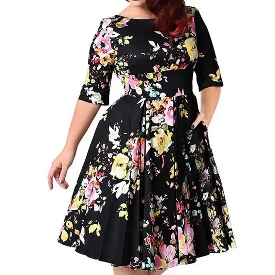 Большой Размеры 6XL 7XL 8XL Для женщин юбка Harajuku на молнии с цветочным принтом Туника широкая юбка юбки большого размера 4XL 5XL 6XL AF847