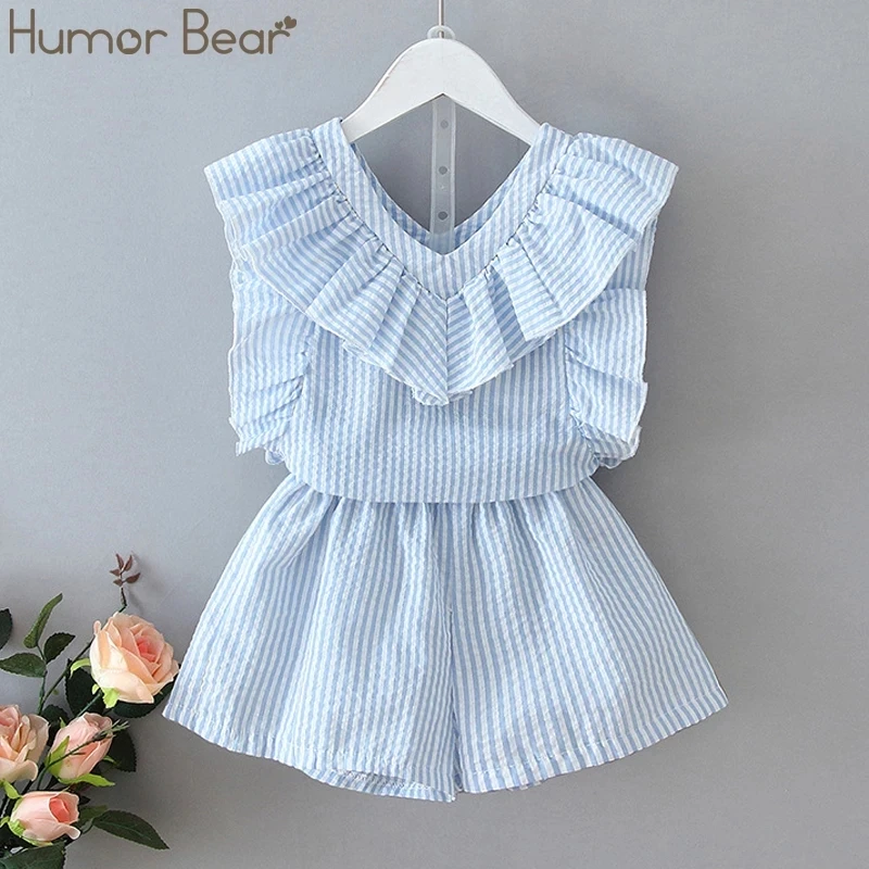 Toddler Kids Baby Girls Clothes Shirt Ruffle Top Striped Pants Summer Outfit SET