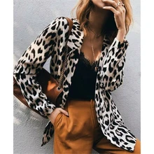 S-3XL, сексуальные женские длинные блейзеры с леопардовым принтом, пальто с длинным рукавом, куртка, женский осенний кардиган, верхняя одежда, топы
