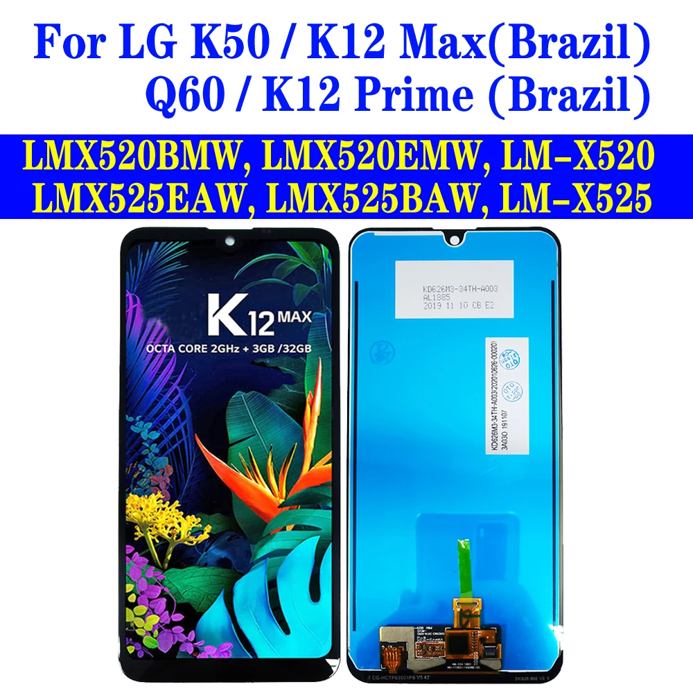 ЖК-дисплей X525 Q60 для LG K50 X520 с рамкой сенсорный дигитайзер в сборке K12 Max LMX520BMW LMX520EMW