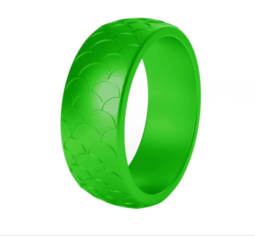 Fluorescent Green Нетоксичное модное двухцветное Силиконовое кольцо 8 мм, резиновый Свадебный перстень, одежда для работы во дворе или в тренажерном зале - Цвет основного камня: Fluorescent Green