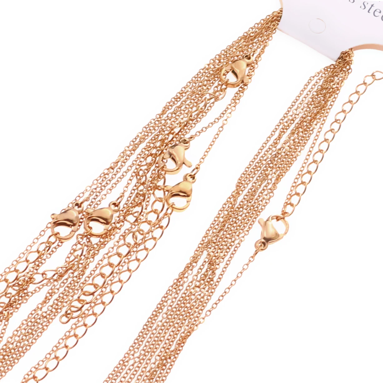 Rose gold 10 шт./лот 45 см ширина 1 мм Регулируемая нержавеющая сталь Розовое золото цепочки для ожерелья DIY ювелирных изделий материалы для изготовления ручной работы - Окраска металла: Rose gold