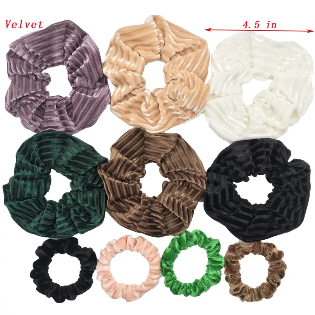 PJ059-C-10PCS 10 шт./партия мягкий шифон бархат резинка для волос хвостик цветочный сцепление петля держатель эластичные волосы группа связей аксессуары leopard - Цвет: PJ059-C-10PCS