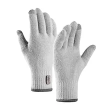 Зимние осенние мужские вязаные перчатки с сенсорным экраном, высокое качество, мужские утолщенные теплые шерстяные кашемировые однотонные перчатки, мужские варежки, деловые N2