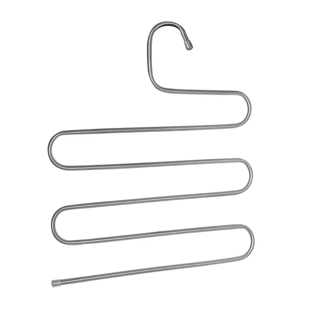 

Multifunction S-type Magic Stainless Steel Trousers Hanger Rack Pants Closet Belt Holder Rack 5 Layers Non-slip Towel Rack