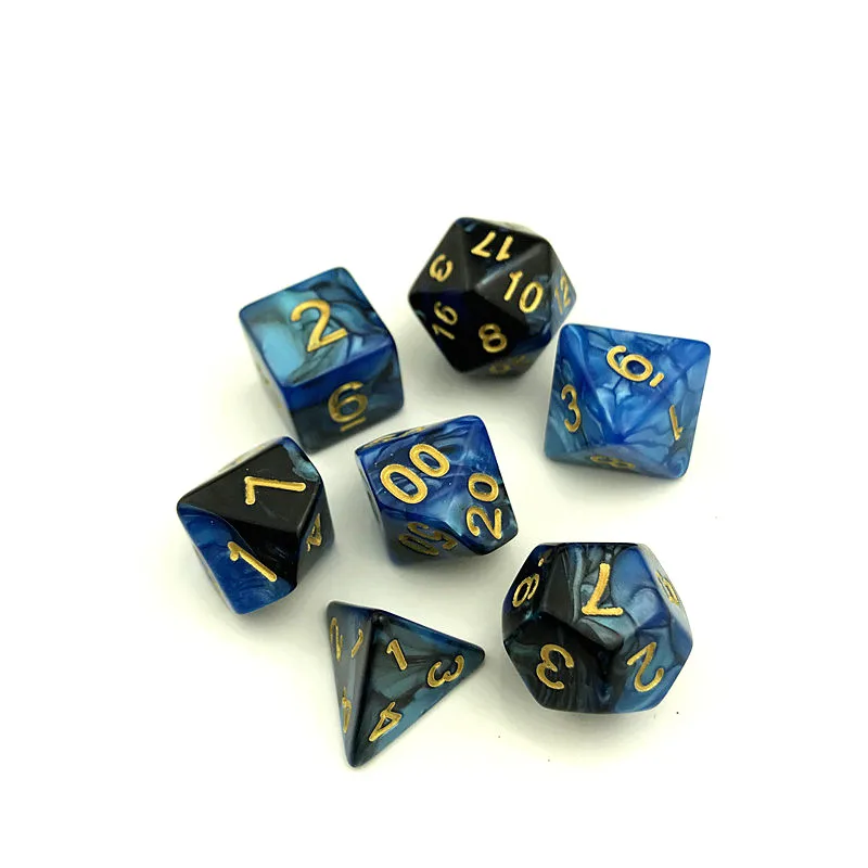 7 шт./компл. новых игра в кости многогранник D4-D20 мульти-Гранёные с одной и плоские с другой стороны акриловые кости Красочные