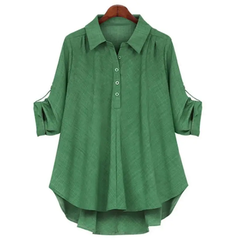 

New Womens Tops Fashion Spring and Autumn Mid-length Shirts European and American Style Plus Size Long-sleeved Blouse Shirts