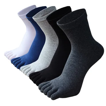 

3pais Five Fingers Breathable Toe Socks Men Women Cotton Socks Running Sports Socks Solid Color Black White Grey Blue khaki